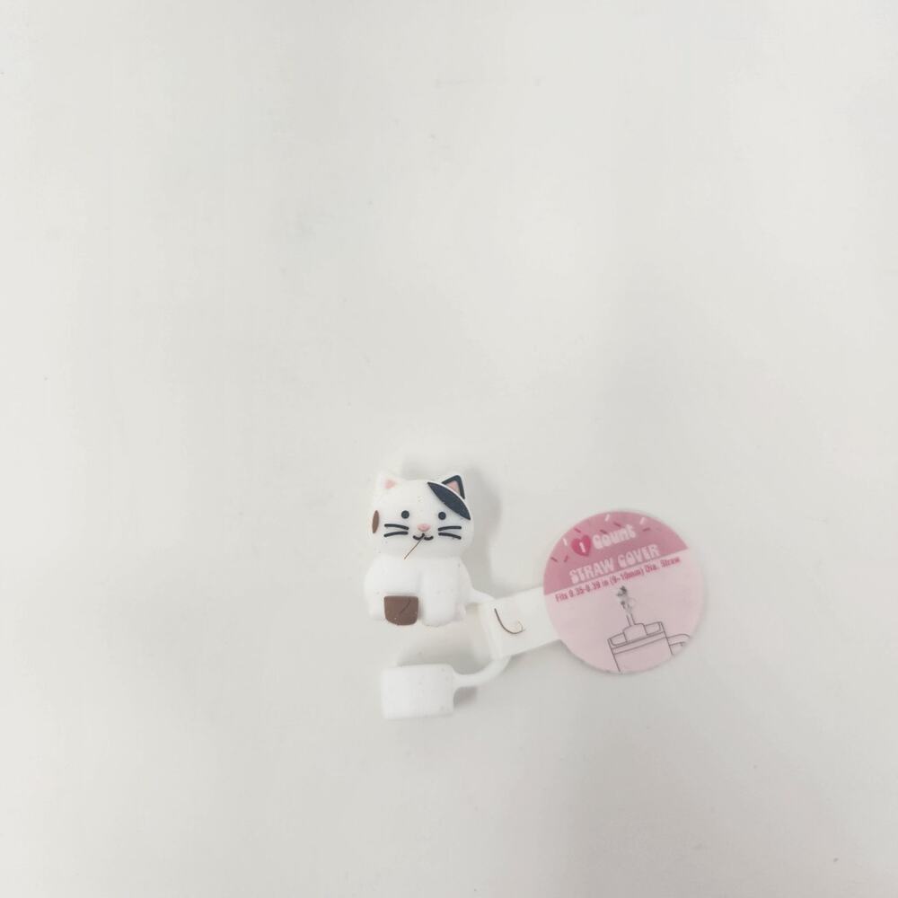 White Cat Straw Cover for Tumbler